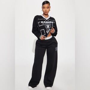 Fashion Nova Release NFL Raiders Home Advantage Women’s Wide Leg Fleece Pants XS